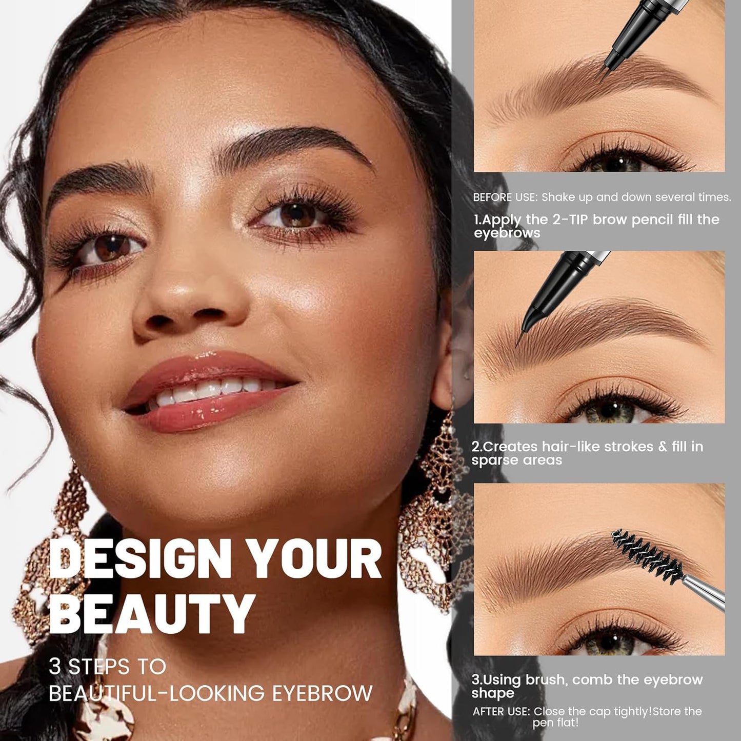 4D Hair-Like Brow Pen | 2-in-1 Dual-Ended Design