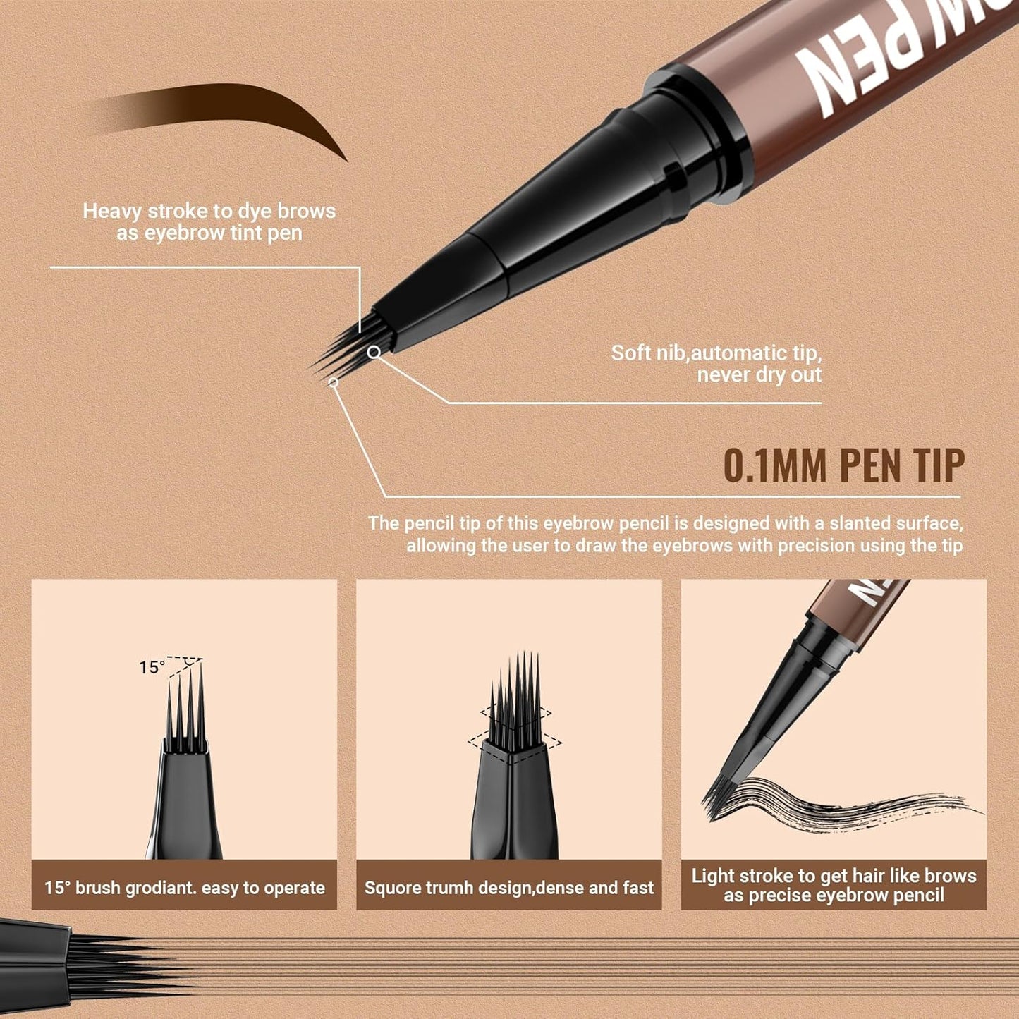 4D Hair-Like Brow Pen | 2-in-1 Dual-Ended Design